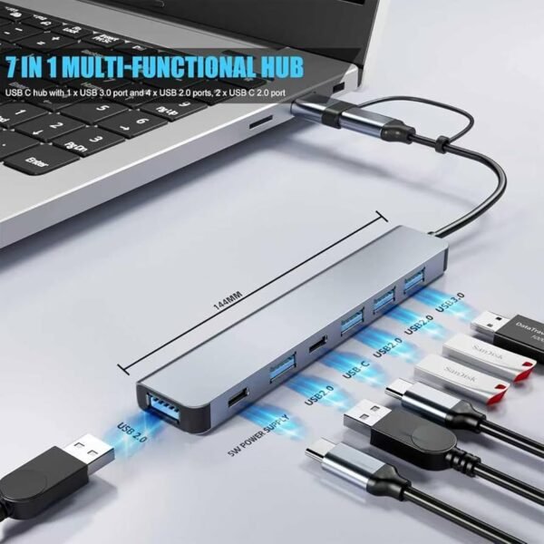 USB C USB Hub BERLAT Aluminum 7 in 1 USB C
