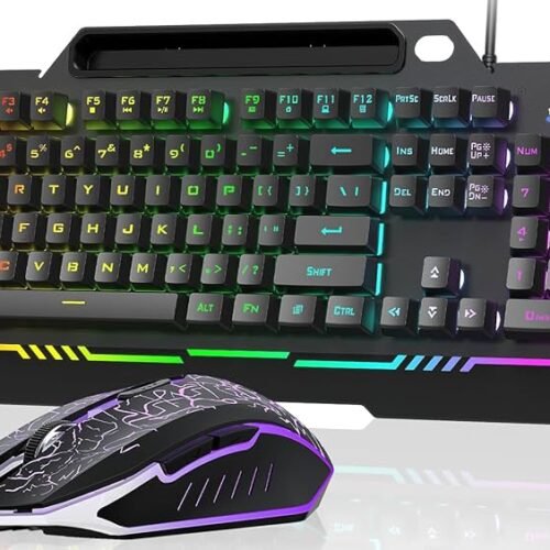 AULA Keyboard T102 104 Keys Gaming Keyboard and Mouse Combo with RGB Backlit Number Pad