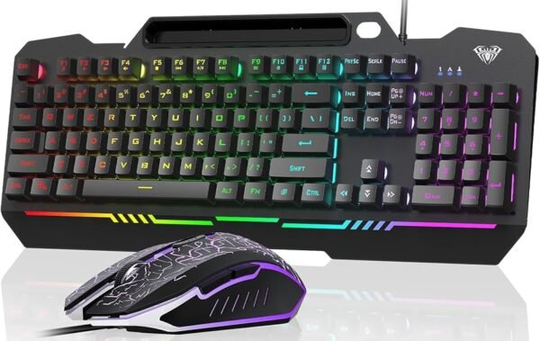 AULA Keyboard T102 104 Keys Gaming Keyboard and Mouse Combo with RGB Backlit Number Pad