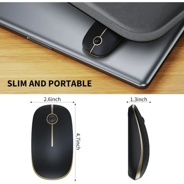VssoPlor Wireless Mouse Black and Gold