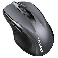 TECKNET Wireless Mouse Rechargeable 4800 DPI Silent USB A Bluetooth Mouse 6 Buttons Grey