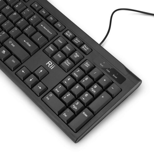 Rii RK907 Ultra-Slim Compact USB Wired Keyboard for Mac and PC Windows